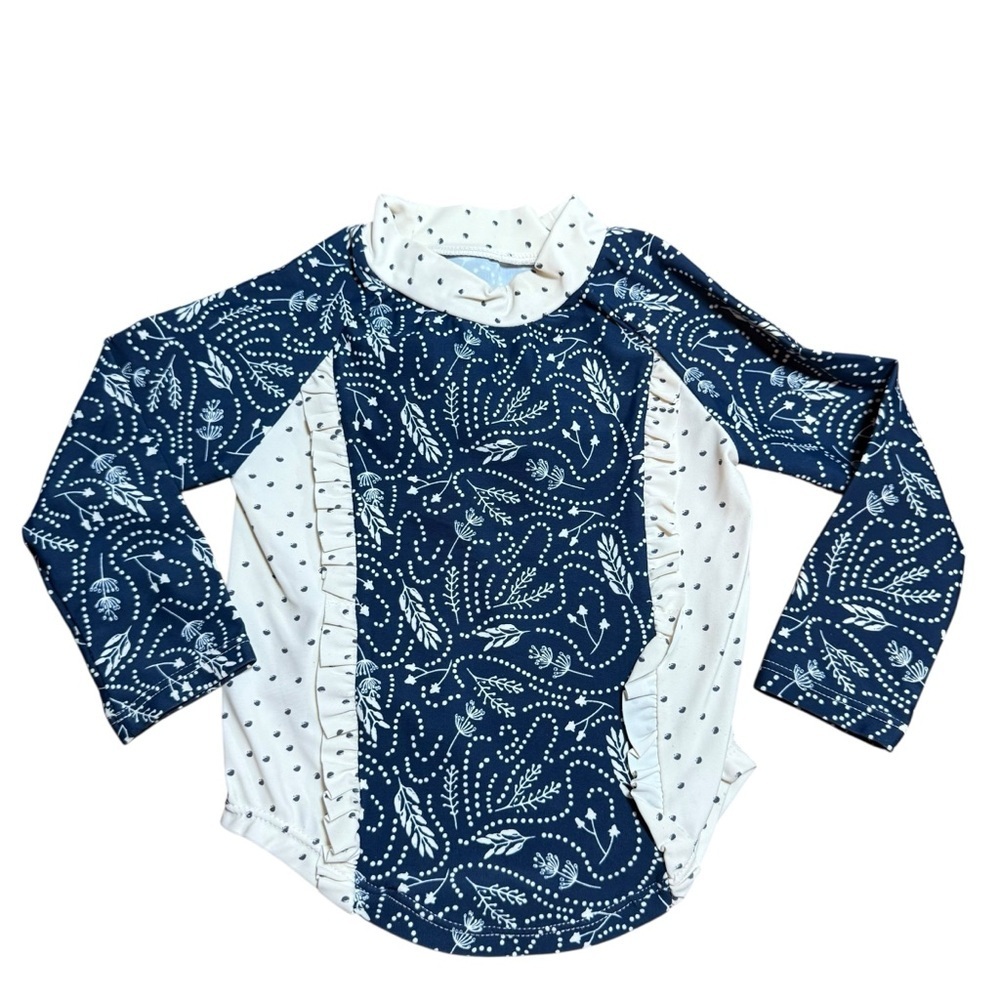 Jessica Simpson Baby GirlsLong Sleeve Rash Guard One-Piece Swimsuit | 12M